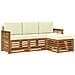 Set di divani da esterno con cuscino 4 pcs Naturale e Crema - Foto miniatura 1