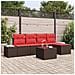 Set Divano da Giardino 5 pz Marrone e Rosso polyrattan - Foto miniatura 2