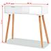 Tavolo Consolle In Legno Di Pino Massello 80x30x72 Cm Bianco - Foto miniatura 6
