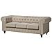 Divano Vintage A 3 Posti In Tessuto Beige Chesterfield Grande - Foto miniatura 12