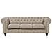 Divano Vintage A 3 Posti In Tessuto Beige Chesterfield Grande - Foto miniatura 6
