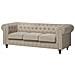 Divano Vintage A 3 Posti In Tessuto Beige Chesterfield Grande - Foto miniatura 7