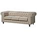 Divano Vintage A 3 Posti In Tessuto Beige Chesterfield Grande - Foto miniatura 2