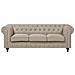 Divano Vintage A 3 Posti In Tessuto Beige Chesterfield Grande - Foto miniatura 1