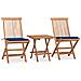 Set da Pranzo Giardino Pieghevole 3 pz Cuscino Massello di Teak - Foto miniatura 1