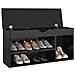 Panca Porta Scarpe Cuscino Nero Lucido 104x30x49cm Multistrato - Foto miniatura 5
