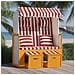 Strandkorb con Cuscini Polyrattan e Legno Massello Rosso Bianco - Foto miniatura 1