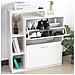 Scarpiera 2 Ante Doppia Profondita + Scaffale Libreria 4 Ripiani Bianco 80x24x90 - Foto miniatura 5