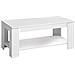Tavolino Da Salotto Chicago, Tavolino Da Caffè Con Ripiano Elevabile, Tavolo Basso Da Soggiorno, 102x50h43/54 Cm, Bianco Opaco - Foto miniatura 2