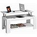 Tavolino Da Salotto Chicago, Tavolino Da Caffè Con Ripiano Elevabile, Tavolo Basso Da Soggiorno, 102x50h43/54 Cm, Bianco Opaco - Foto miniatura 3