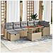 Set da Giardino  8 Pezzi con Cuscini Beige Rattan Poliestere, Divano da Giardino  2-Persone con Cuscini Beige Rattan Poliestere - Foto miniatura 2