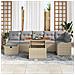 Set da Giardino  8 Pezzi con Cuscini Beige Rattan Poliestere, Divano da Giardino  2-Persone con Cuscini Beige Rattan Poliestere - Foto miniatura 3
