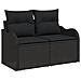 Set di divani da giardino 6 pezzi con cuscini beige polyrattan, Divano da giardino 2 posti con spazio di stoccaggio e cuscini nero polyrattan - Foto miniatura 4