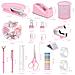 Set Di Cucitrice Rosa - Kit Di Cancelleria Da Ufficio Con Levapunti, Dispenser Di Nastro E Accessori - Foto miniatura 2