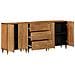 Credenze 3 pz 60x33x75 cm in Legno Massello di Mango - Foto miniatura 2