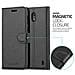 Custodia Compatibile Con Nokia 2 In Nero Carbone - Coperchio Protettiva Con Chiusura Magnetica, Funzione Stand E Tasca Per Le Carte - Foto miniatura 3