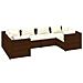 Set Divani Da Giardino 6 Pz Con Cuscini In Polyrattan Marrone - Foto miniatura 1