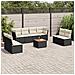 Set Divani da Giardino 9 pz con Cuscini Nero in Polyrattan - Foto miniatura 7