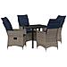 Set da Pranzo per Giardino  5 Pezzi con Cuscini Rattan Grigio, Tavolo da Giardino  Nero 80x80x73 cm Vetro Temperato - Foto miniatura 1