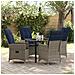 Set da Pranzo per Giardino  5 Pezzi con Cuscini Rattan Grigio, Tavolo da Giardino  Nero 80x80x73 cm Vetro Temperato - Foto miniatura 2