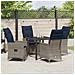 Set da Pranzo per Giardino  5 Pezzi con Cuscini Rattan Grigio, Tavolo da Giardino  Nero 80x80x73 cm Vetro Temperato - Foto miniatura 4