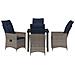 Set da Pranzo per Giardino  5 Pezzi con Cuscini Rattan Grigio, Tavolo da Giardino  Nero 80x80x73 cm Vetro Temperato - Foto miniatura 7