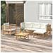Set Salotto da Giardino 6pz con Cuscini Bianco Crema in Bambù - Foto miniatura 2