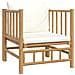 Set Salotto da Giardino 6pz con Cuscini Bianco Crema in Bambù - Foto miniatura 6
