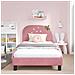 Struttura letto bambini con testata Rosa 80 x 200 cm Velluto - Foto miniatura 3