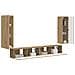 Set di Mobiletto da TV a Parete 4 pcs Rovere artigianale - Foto miniatura 3