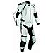 Tuta Pelle Moto Racing Pista Sport 2 Pezzi Divisibile Giacca Pantalone Bianco 54 - Foto miniatura 1