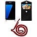 Catena Di Telefoni Cellulari Compatibile Con Samsung Galaxy S7 In Rosso Rubino - Coperchio Protettivo In Silicone Con Anelli D'argento, Cinturino In Corda E Custodia Staccabile - Foto miniatura 2