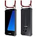 Catena Di Telefoni Cellulari Compatibile Con Samsung Galaxy S7 In Rosso Rubino - Coperchio Protettivo In Silicone Con Anelli D'argento, Cinturino In Corda E Custodia Staccabile - Foto miniatura 3