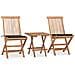 Set da Pranzo Giardino Pieghevole 3 pz Cuscino Massello di Teak - Foto miniatura 1
