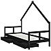 Giroletto Bambini con Cassetti Nero 80x200cm Massello di Pino - Foto miniatura 7