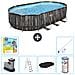 Piscina Fuori Terra - Ovale - 610x366x122 Cm - Grigio - Include Accessori Coordinati Cb36 - Foto miniatura 1