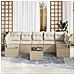 Set da Giardino  8 Pezzi con Cuscini in Polyrattan Beige, Sofà da Giardino  2-Persone con Cuscini in Polyrattan Beige - Foto miniatura 3