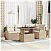Set di Divani da Giardino 6 Pezzi con Cuscini Beige Rattan PE - Foto miniatura 2