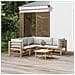 Set Salotto da Giardino 6pz con Cuscini Grigio Chiaro Bambù - Foto miniatura 2