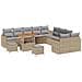 Set Divano da Giardino con cuscino 13 pcs Beige Poly Rattan - Foto miniatura 1
