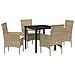 Set da Pranzo per Giardino con cuscino 5 pcs Beige Poly Rattan - Foto miniatura 1