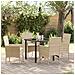 Set da Pranzo per Giardino con cuscino 5 pcs Beige Poly Rattan - Foto miniatura 2