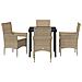 Set da Pranzo per Giardino con cuscino 5 pcs Beige Poly Rattan - Foto miniatura 7