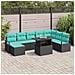 Set Divano da Giardino 9 pz Nero e Blu polyrattan - Foto miniatura 8