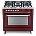 PRG96MFT / C Rosso Burgundy Cucina 5 Fuochi Gas Forno Elettrico Multifunzione Classe A Dimensione 90 x 60 cm Colore Rosso - Foto miniatura 7