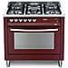 PRG96MFT / C Rosso Burgundy Cucina 5 Fuochi Gas Forno Elettrico Multifunzione Classe A Dimensione 90 x 60 cm Colore Rosso - Foto miniatura 6