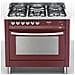 PRG96MFT / C Rosso Burgundy Cucina 5 Fuochi Gas Forno Elettrico Multifunzione Classe A Dimensione 90 x 60 cm Colore Rosso - Foto miniatura 1