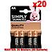 Simply LR6 / MN1500 Confezione da 20 Blister da 4 Stilo 1,5V AA - Foto miniatura 3