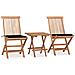 Set da Pranzo Giardino Pieghevole 3 pz Cuscino Massello di Teak - Foto miniatura 1