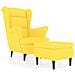 Poltrona Schienale Ad Ala Con Poggiapiedi Giallo Senape Velluto - Foto miniatura 2